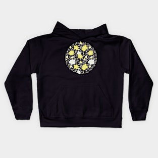 Floral pattern in grey and yellow colors Kids Hoodie